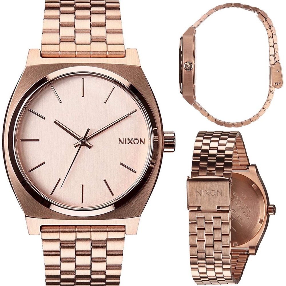 Nixon time teller rose gold steel watch